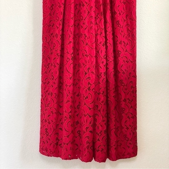 Anthropologie Moulinette Soeurs Jaeda Wide Leg Lace Jumpsuit Red 2 - Picture 11 of 16